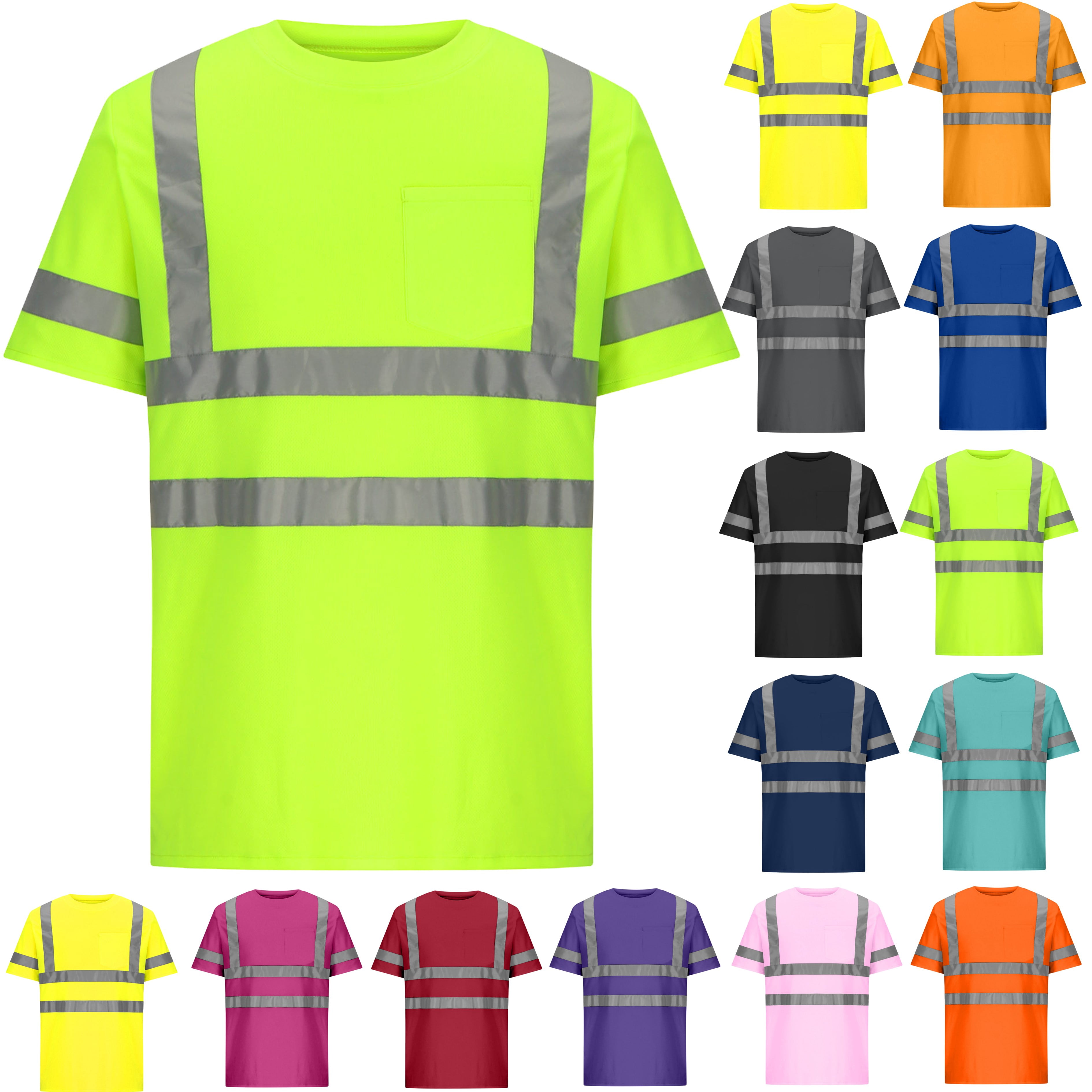 UVEASISHA Mens Quick Dry T-Shirts Short Sleeve High Visibility Safety T ...