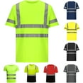 thumbnail image 1 of UVEASISHA Mens Quick Dry T-Shirts Short Sleeve High Visibility Safety T Shirts Hi Vis Reflective Construction Work Shirts with Reflective Strips and Front Pocket, 1 of 5