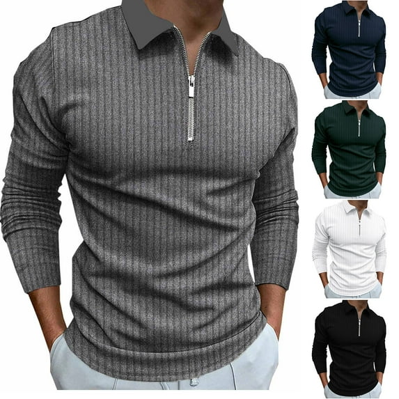 UVEASISHA Mens Ribbed Knit Polos Shirts Long Sleeve Quarter Zip Work Shirt Slim Fit Stretch Workout Golf Shirts Comfy Casual Lightweight Pullover Sales Today,Black,L