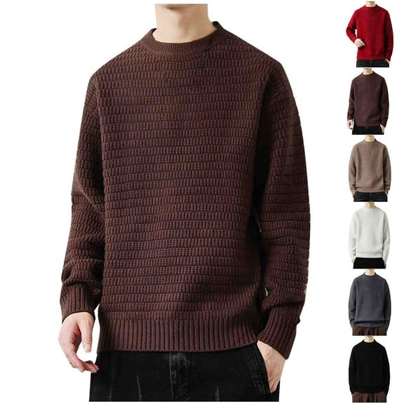UVEASISHA Mens Ribbed Knit Sweater Crewneck Casual Knitted Pullover Regular Fit Stretch Soft Sweaters 2025 Fall Lightweight Jumper Tops Clearance Sales Today Red 2XL