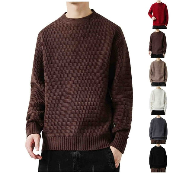 UVEASISHA Mens Ribbed Knit Sweater Crewneck Casual Knitted Pullover Regular Fit Stretch Soft Sweaters 2025 Fall Lightweight Jumper Tops Sales Today Clearance Red M