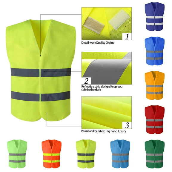 UVEASISHA Mens Safety Vest High Visibility Lightweight Work Vest Sleeveless V Neck Reflective Vest Outdoor Quick Dry Cycling Waistcoat Blue Free Size