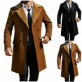 thumbnail image 1 of UVEASISHA Mens Sherpa Lined Peacoat Winter Thick Warm Double Breasted Trench Coats Mid Length Casual Wool Blend Overcoat Fleece Outerwear with Pockets Black L, 1 of 6