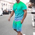 thumbnail image 1 of UVEASISHA Mens Short Sets 2 Piece Casual Outfits Gradient Tracksuit Sweatshirt and Drawstring Shorts Set Mint Green M, 1 of 5