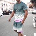 thumbnail image 1 of UVEASISHA Mens Short Sets 2 Piece Casual Outfits Gradient Tracksuit Sweatshirt and Drawstring Shorts Set Navy XL, 1 of 5