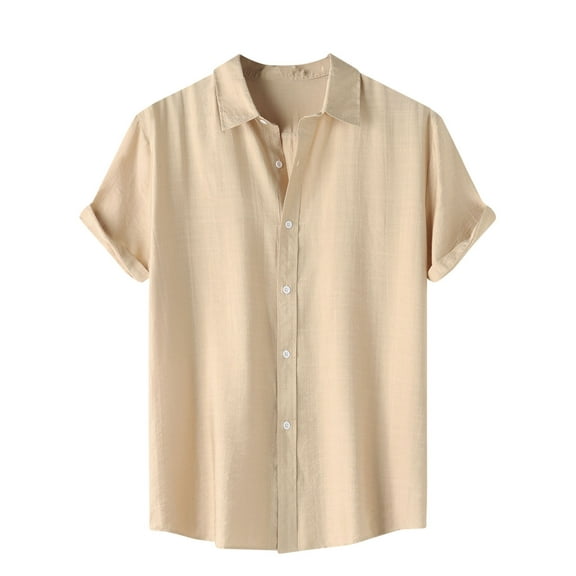 UVEASISHA Mens Short Sleeve Daily Shirts Button Down Collar Casual Tops Wrinkle-Free Beach Shirt Solid Color Work Blouse