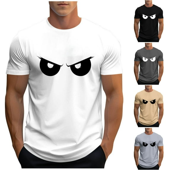 UVEASISHA Mens Short Sleeve Funny Tshirts Eye Design Graphic Tee Fashion Hipster T-Shirts Black XXXL