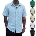 thumbnail image 1 of UVEASISHA Mens Short Sleeve Textured Shirt Lightweight Jacquard Button Down Shirts Solid Color Casual Collared Shirt Streetwear Daily Wear, 1 of 7