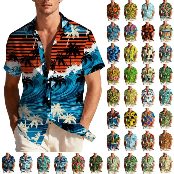 UVEASISHA Mens Short Sleeve Tropical Shirts Summer Casual Floral Printed Button Down Shirt Lightweight Wrinkle Free Hawaiian Shirts for Beach Vacation Yellow#6 3XL