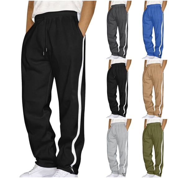 UVEASISHA Mens Side Striped Track Pants Loose Fit Casual Drawstring Sweatpants Elastic Waist Wide Leg Athletic Trousers with Pockets,Gray,2XL