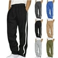 thumbnail image 1 of UVEASISHA Mens Side Striped Track Pants Loose Fit Casual Drawstring Sweatpants Elastic Waist Wide Leg Athletic Trousers with Pockets Sales Today,Black,L, 1 of 6