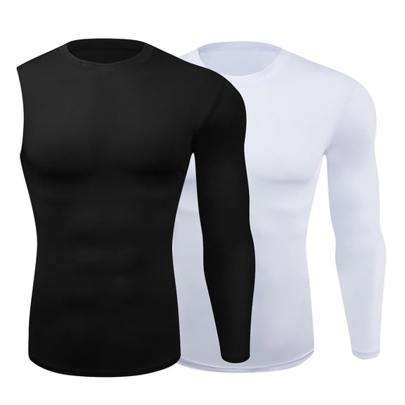 UVEASISHA Mens Single Sleeve Compression Shirts One Arm 1/2 Long Sleeve Workout Shirt Athletic Base Layer Undershirt for Gym Basketball White S