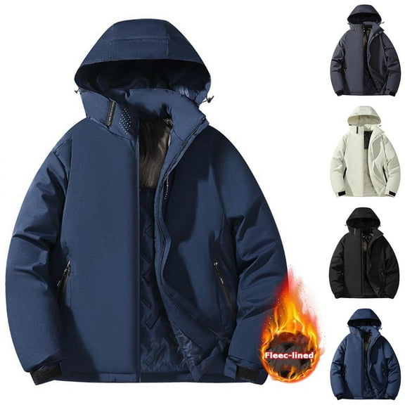 UVEASISHA Mens Ski Jackets Winter Waterproof Snow Coats Warm Graphene Lining Hooded Parka Jacket Unisex Hiking Travel Down Coat Outerwear with Pockets White XXL