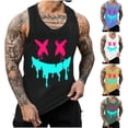 thumbnail image 1 of UVEASISHA Mens Sleeveless Muscle Shirts Funny Smiley Face Graphic Gym Tank Tops Summer Casual Athletic Running Shirt Cool Streetwear Workout Tanks Black 4XL, 1 of 6