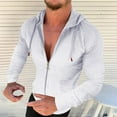 thumbnail image 1 of UVEASISHA Mens Slim Fit Hooded Sweatshirt Lightweight Casual Drawstring Athletic Jackets Full Zip Gym Hoodies Muscle Shirt Jacket Holiday Sales,White,M, 1 of 6