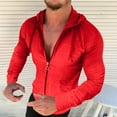 thumbnail image 1 of UVEASISHA Mens Slim Fit Hooded Sweatshirt Lightweight Casual Drawstring Athletic Jackets Full Zip Gym Hoodies Muscle Shirt Jacket Red 2XL, 1 of 6