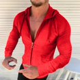 thumbnail image 1 of UVEASISHA Mens Slim Fit Hooded Sweatshirt Lightweight Casual Drawstring Athletic Jackets Full Zip Gym Hoodies Muscle Shirt Jacket,Red,XL, 1 of 6