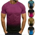 thumbnail image 1 of UVEASISHA Mens Slim Fit T-Shirts Gradient Print Big and Tall Graphic Tees Short Sleeve Casual Workout Tee Tops Crewneck Muscle Bodybuilding Tshirts, 1 of 5