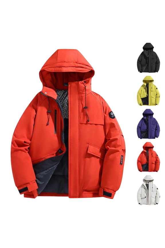 Mens Snow Ski Jackets Full Zip Hooded Waterproof Winter Coats Graphene Lining Thick Warm Parkas Windproof Insulated Puffer Jacket with Pockets Khaki S
