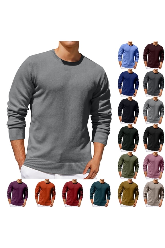 Mens Solid Color Knitted Top,Pullover Sweaters for Men Crewneck Long Sleeve Pullover Sweater Slim Fit Casual Stretch Knit Shirts Jumpers Back to College Sale Black 3XL