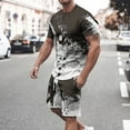 thumbnail image 1 of UVEASISHA Mens Sports Sets,Men's Workout Shot Sets Vintage Print Sweat Suits 2 Piece Outfits Casual Summer Tracksuits Set Drawstring Shorts Outfit with Pockets, 1 of 5