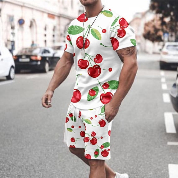 UVEASISHA Mens Sports Short Set,Summer Tracksuit for Men Shirt and Shorts Set 2 Piece Outfits Fashion Print Sweatsuit Sets 2025 Casual Sportwear Set