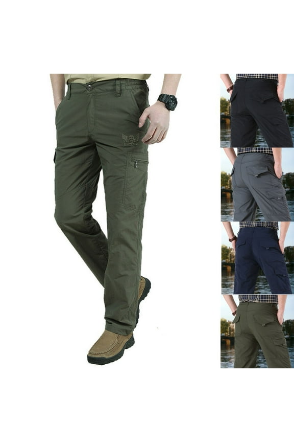 Mens Straight Work Pants Solid Multiple Pockets Slim Cargo Pants Outdoor Lightweight Quick Dry Hiking Pants Carpenter Cargo Pants for Men Blue 3XL