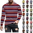 thumbnail image 1 of UVEASISHA Mens Striped Long Sleeve T Shirt Colorblock Vintage Crewneck Graphic Tees Slim Fit Casual Workout Shirts Big and Tall Cool Streetwear Tops Wine 4XL, 1 of 6