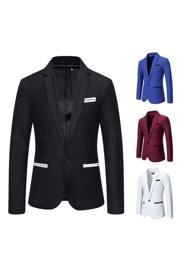 Mens Suit Jackets Casual One Button Slim Fit Blazers Suit Separates Coat with Pockets for Wedding Prom Party White M