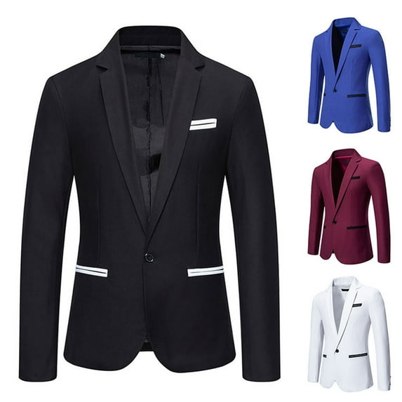 UVEASISHA Mens Suit Jackets Casual One Button Slim Fit Blazers Suit Separates Coat with Pockets for Wedding Prom Party Wine L