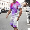 thumbnail image 1 of UVEASISHA Mens Summer Pajamas Set,Men Short Sets Outfits 2 Piece Casual Summer Tracksuits Short Sleeve Muscle Gym Workout Athletic Sports Suits Sets Purple, 1 of 5