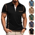 thumbnail image 1 of UVEASISHA Mens Summer Polos Shirts Short Sleeve Casual Business T-Shirt Vintage Color Block Collared Golf Shirts Regular Fit Stylish Work Tees Black S, 1 of 7