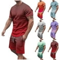 thumbnail image 1 of UVEASISHA Mens Sweat Suit 2 Piece Shorts,Two Piece Tracksuit for Men Fashion Gradient Print Outfits Summer Short Sleeve Muscle Workout Short Sets wiith Pockets and Drawstring Sales Today, 1 of 6