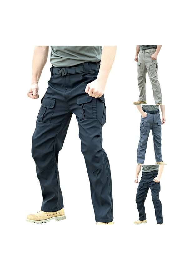 Mens Tactical Pants Relaxed Fit Fleece Lined Cargo Work Pants Casual Straight Leg Cargo Pant Winter Outdoor Warm Up Hiking Pants Sales Today,Navy,2XL