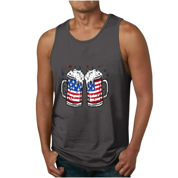 UVEASISHA Mens Tank Top American Flag,Mens USA Flag Stars and Stripes 4th of July Tank Tops Retro Muscle 1776 Sleeveless Shirt Independence Day Tank Tops for Men 2025 Dark Gray