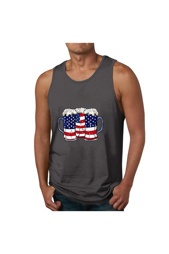 Mens Tank Tops American Flag,Men's Independence Day Stars and Stripes 4th of July Tank Tops Retro Muscle 1776 Sleeveless Shirt Graphic Tank Tops for Men 2025 Dark Gray