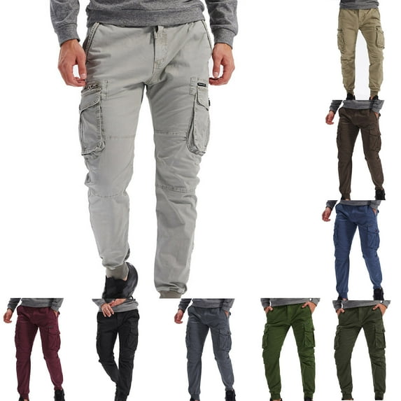 UVEASISHA Mens Tapered Hiking Cargo Pants Military Pants Outdoor Lightweight Tactical Pants Multi Pockets Camping Pants Todays Sales Today,Green,XL