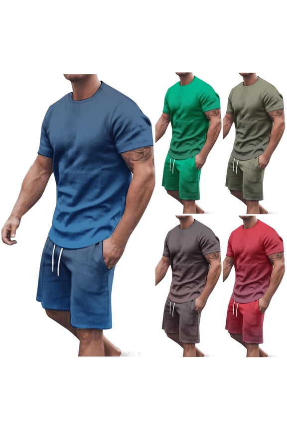 Mens Track Suits 2 Piece Set Athletic,Mens Running Outfits Sets Gradient Print Fashion Sweatsuit Big and Tall Short Sportweat Set with Pockets and Drawstring Today's Sales Today