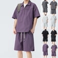 thumbnail image 1 of UVEASISHA Mens Tracksuit 2 Piece Set Half Zip Short Sleeve Shirt and Drawstring Short Pants Lounge Sets Oversized Casual Sweatsuits Outfits with Pockets Light Blue L, 1 of 10