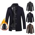 thumbnail image 1 of UVEASISHA Mens Trench Coat with Vest Wool Blend Mid Length Peacoat Single Breasted Stand Collar Business Casual Jacket Fall Winter Overcoat with Pockets Navy XXL, 1 of 10