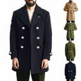thumbnail image 1 of UVEASISHA Mens Trench Coats Notch Collar Double Breasted Peacoats Winter Wool Blend Casual Business Overcoat Mid Length Fashion Windbreaker Jacket with Pockets Navy 3XL, 1 of 6