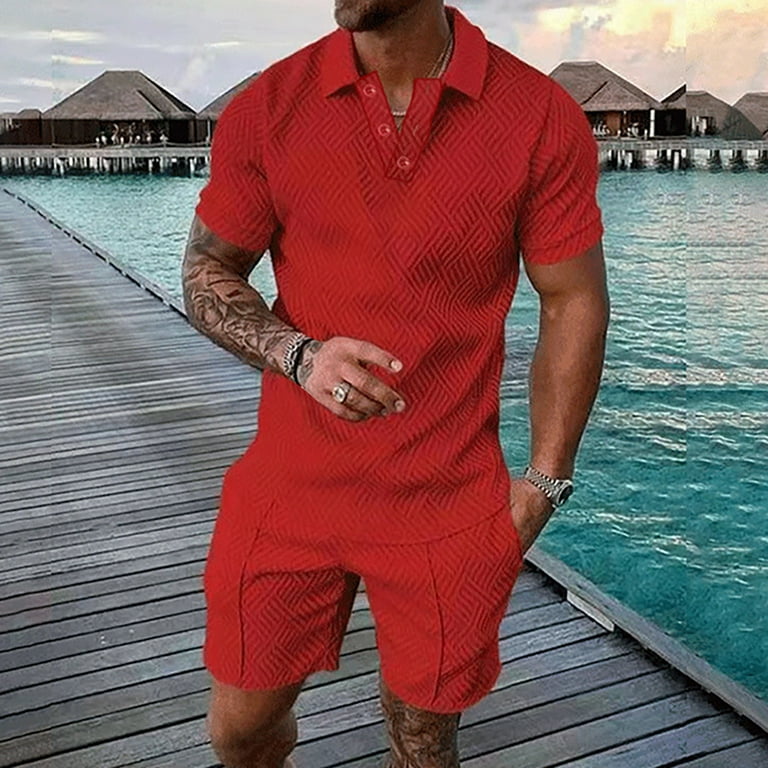 UVEASISHA Mens Two Piece Golf,Men's Piece Tracksuit Short Sleeve