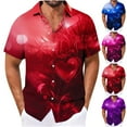 thumbnail image 1 of UVEASISHA Mens Valentines Day Hawaiian Shirt Big and Tall Fashion Heart Print Button Down Shirts Regular Fit Casual Short Sleeve Party Shirt Red 5XL, 1 of 5