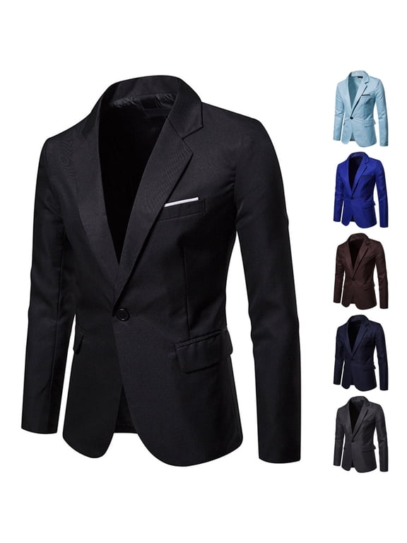 Mens Wedding Blazer Jackets Slim Fit Stylish Formal Suit Jacket One Button Lightweight Skinny Tuxedo Jacket for Dinner Party Holiday Sales,Black,S