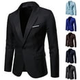 thumbnail image 1 of UVEASISHA Mens Wedding Blazer Jackets Slim Fit Stylish Formal Suit Jacket One Button Lightweight Skinny Tuxedo Jacket for Dinner Party Today Sales,Dark Blue,M, 1 of 5