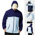 thumbnail image 1 of UVEASISHA Mens Windbreaker Jackets Color Block Fashion Lightweight Rain Jacket with Hood Golf Running Rain Coats with Zip Pockets Navy L, 1 of 9