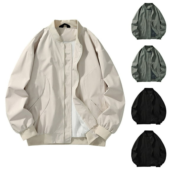 UVEASISHA Mens Windbreaker Jackets Lightweight Zip up Bomber Jacket Outdoor Waterproof Hiking Raincoat Fall Fashion Moto Jackets with Pockets Black L