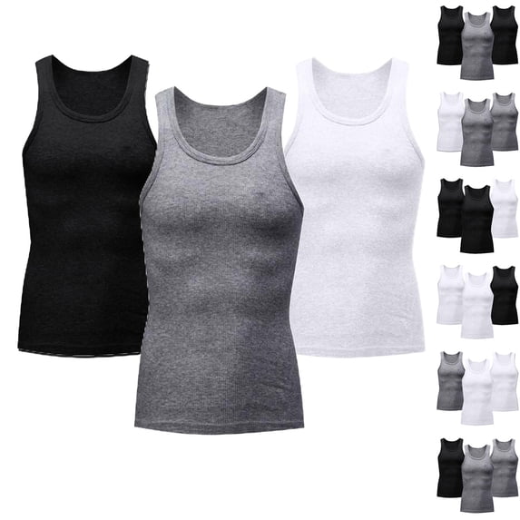 UVEASISHA Mens Workout Tank Tops 3 Pack Sleeveless Compression Athletic Tank Top Stretchy Slim Fit Muscle Tanks Basic Layer Sports Undershirt Gray L