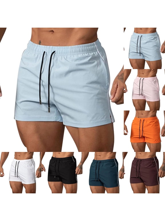 Mesh Workout Shorts for Men Performance Quick Dry Breathable Gym Running Shorts Hawaiian Tropical Short Pants Brown L