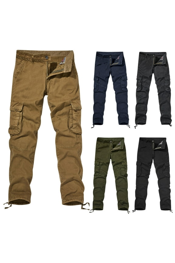 Military Style Pants for Men Outdoor Cargo Hiking Pants Lightweight Straight Leg Tactical Pants Multi Pockets Mens Cotton Trousers